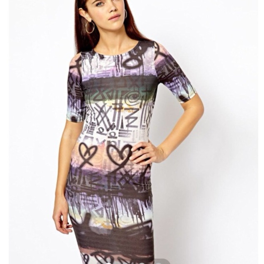 Stylish Multicolor Graffiti Dress